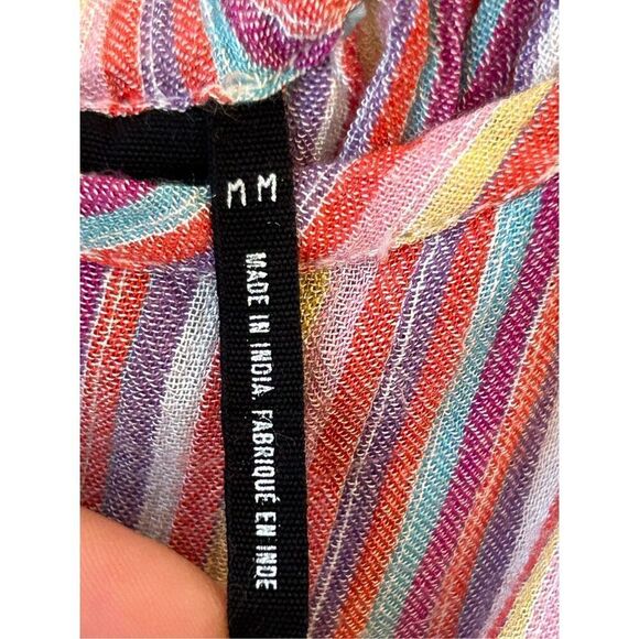 Urban Outfitters Out From Under Jumpsuit Rainbow Striped medium boho festival va - Picture 4 of 9